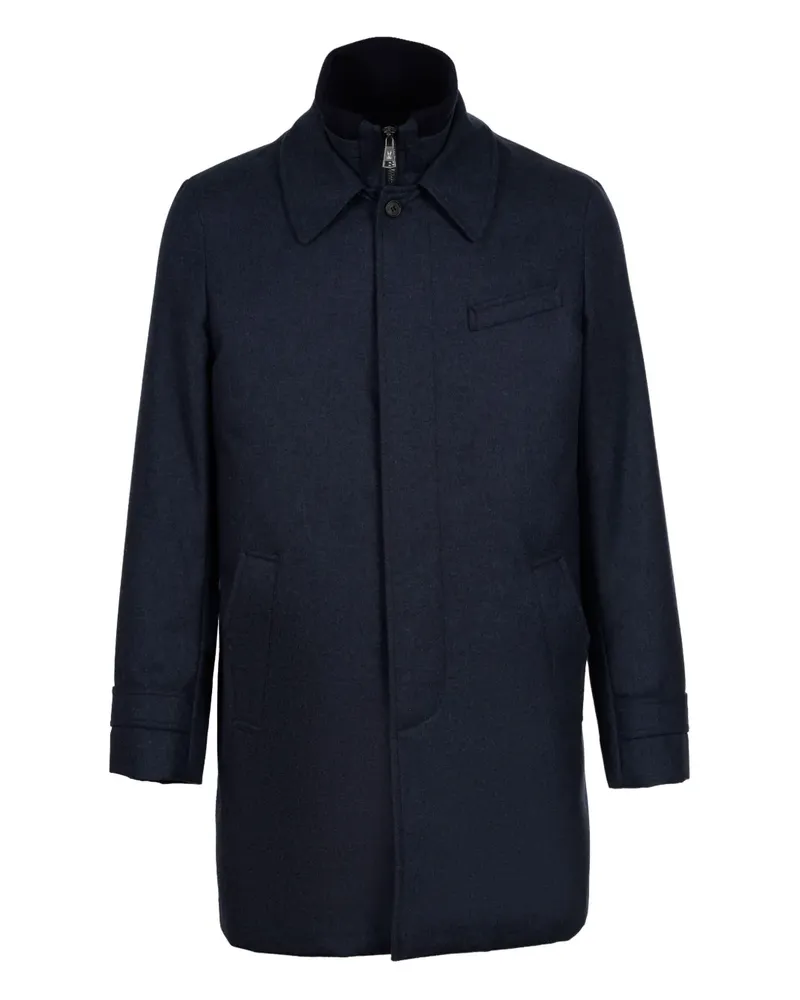 Norwegian Wool Geknöpfter Euro Mantel - Blau Blau