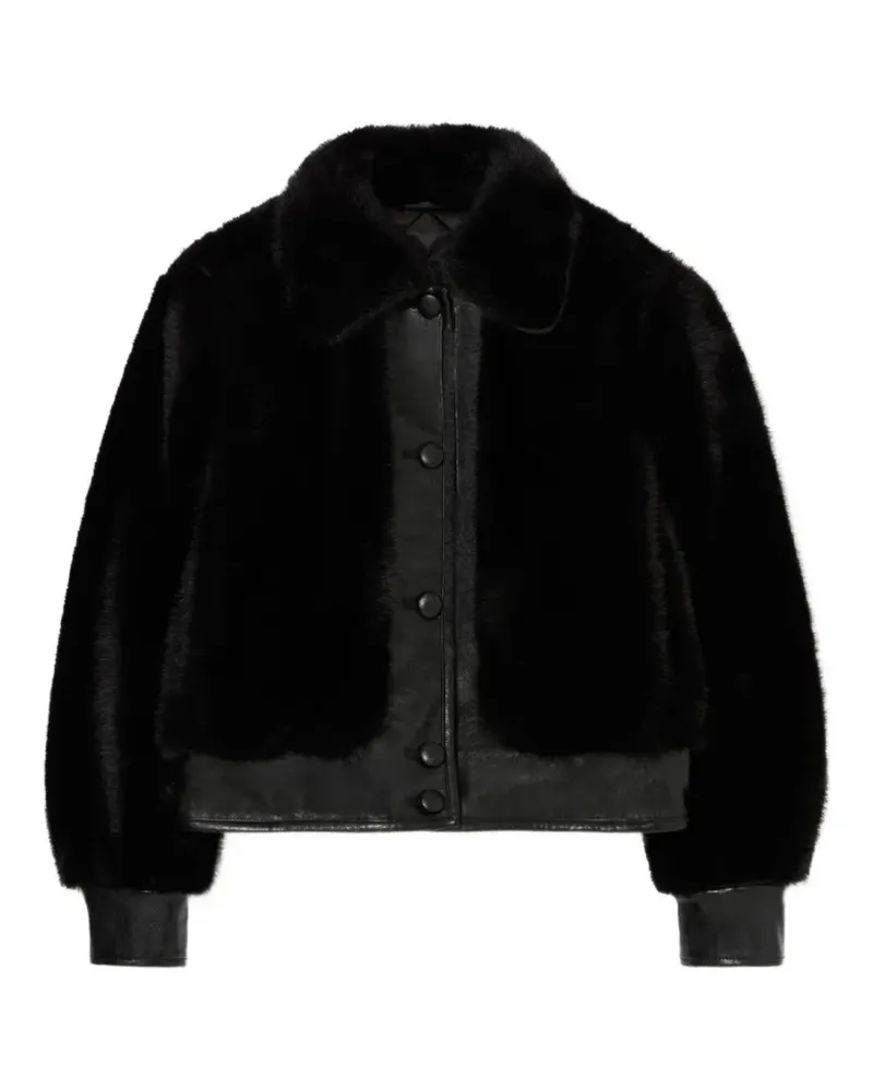 Claudie Pierlot Kurze Jacke aus Faux Fur - Schwarz Schwarz