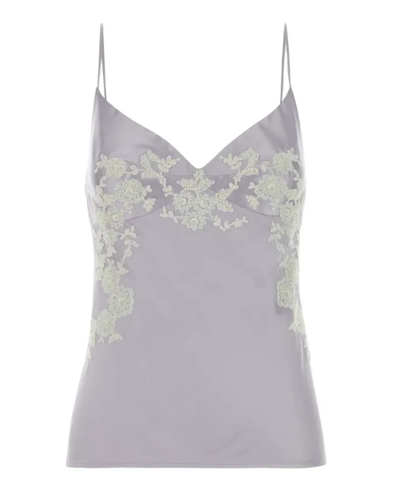 Ermanno Scervino Top aus Satin mit Spitzendetail - Violett Violett