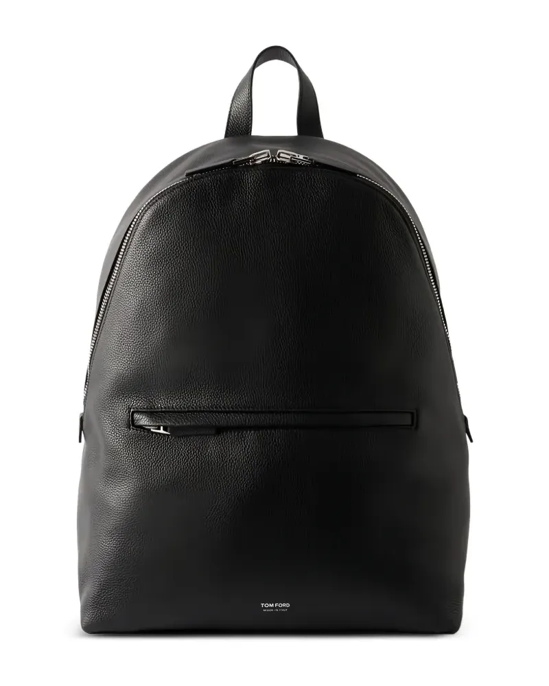 Tom Ford Rucksack aus strukturiertem Leder mit Logo-Print - Schwarz Schwarz