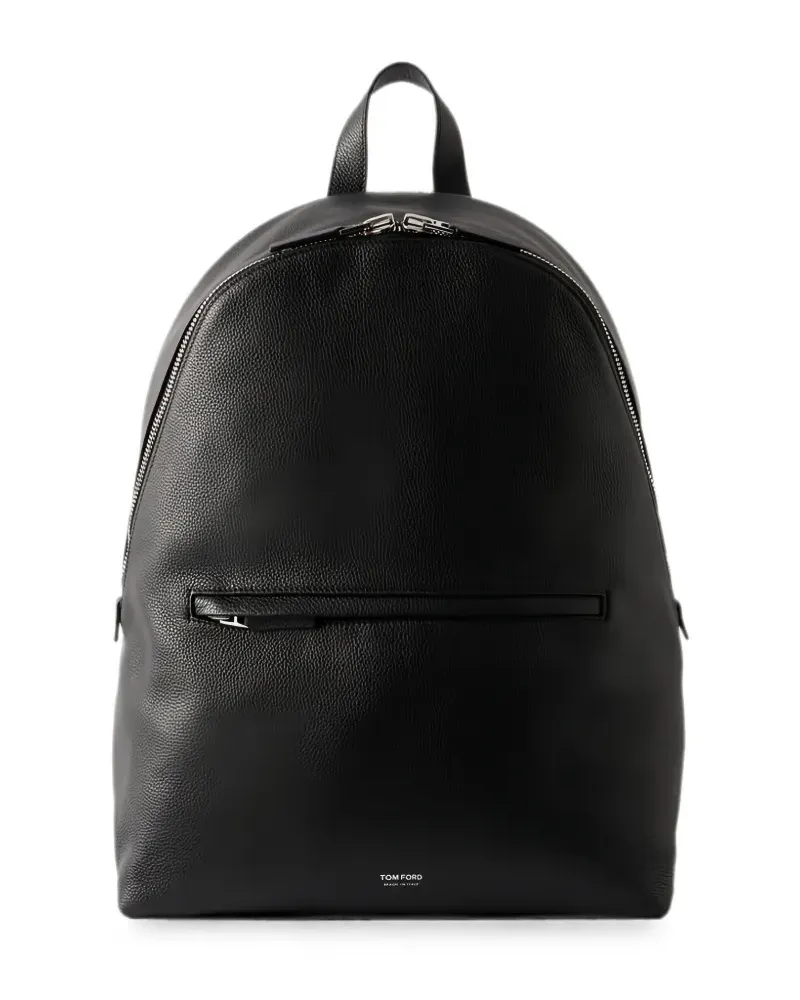 Tom Ford logo-print grained-leather backpack - Schwarz Schwarz
