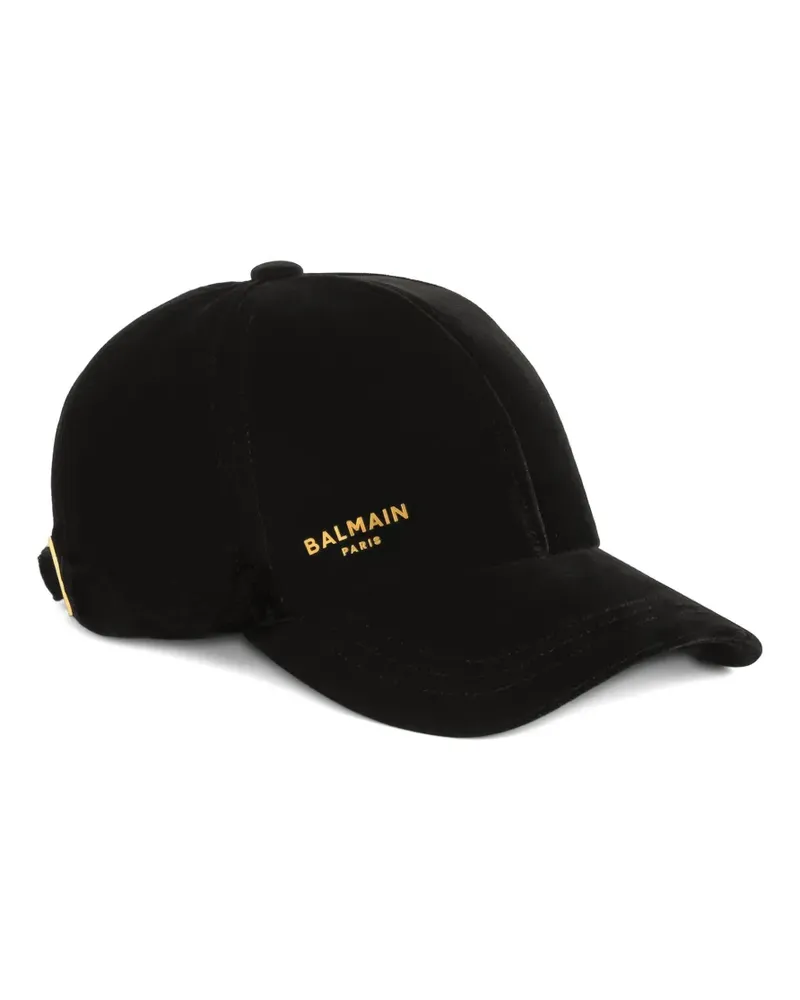 Balmain Paris Baseballkappe aus Samt - Schwarz Schwarz