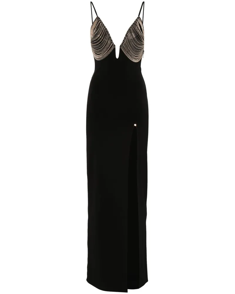NISSA Maxikleid mit Fransen - Schwarz Schwarz