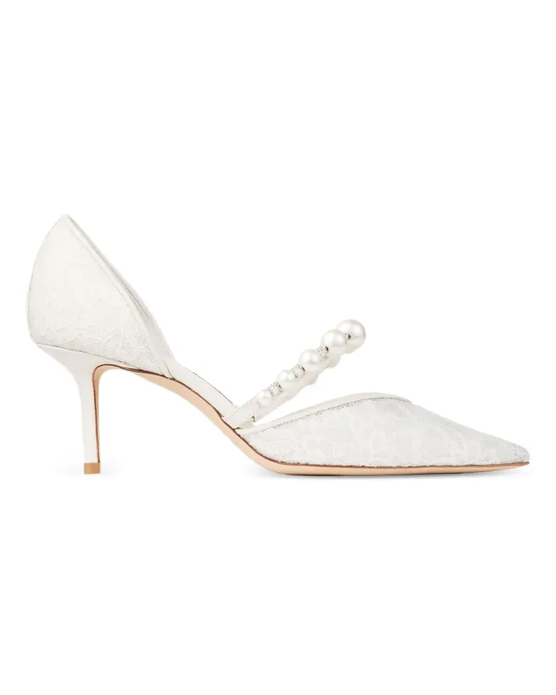 Jimmy Choo Spitze Pumps mit Perlen - Weiß Weiß
