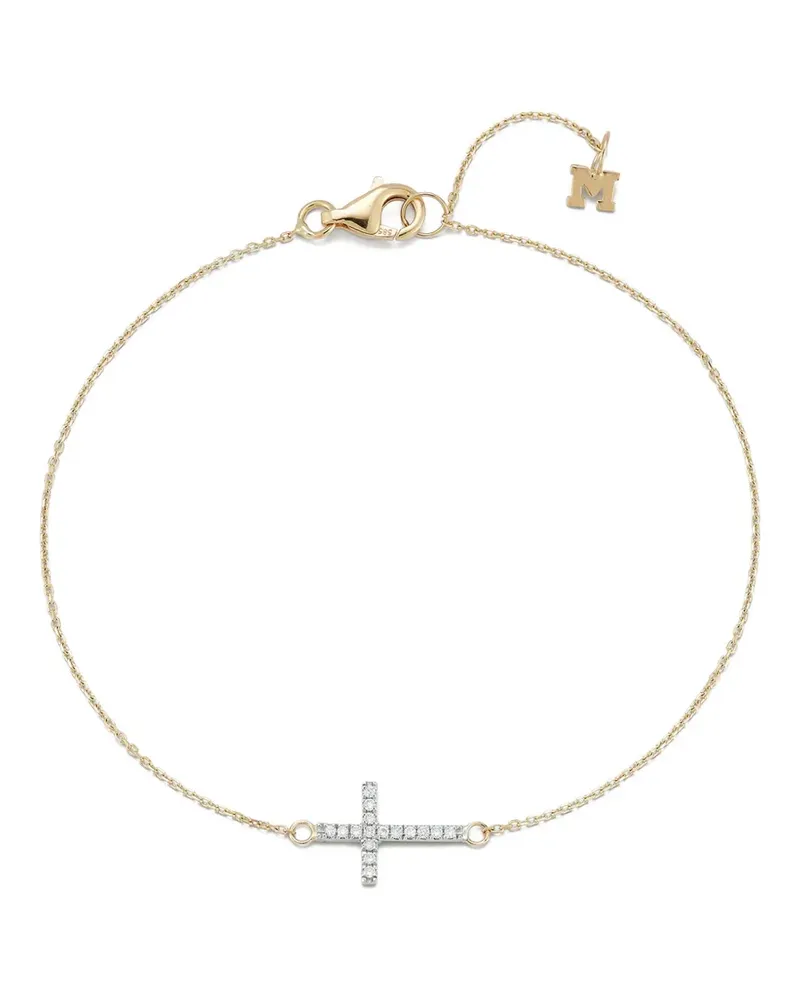 MATEO Mini 14kt Cross Gelbgoldarmband mit Diamanten Gold