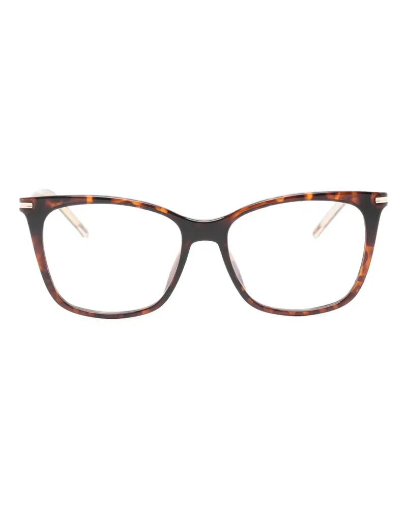 HUGO BOSS tortoiseshell-effect rectangle-frame glasses - Braun Braun