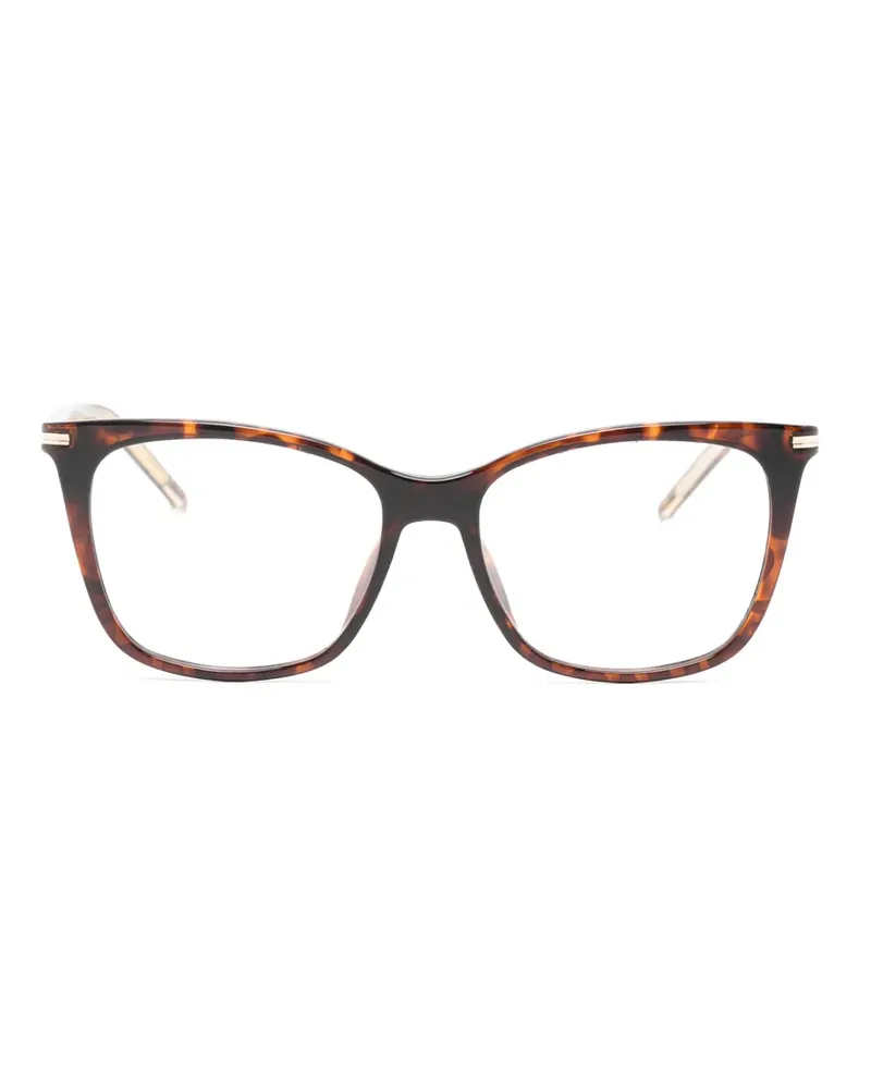 HUGO BOSS tortoiseshell-effect rectangle-frame glasses - Braun Braun