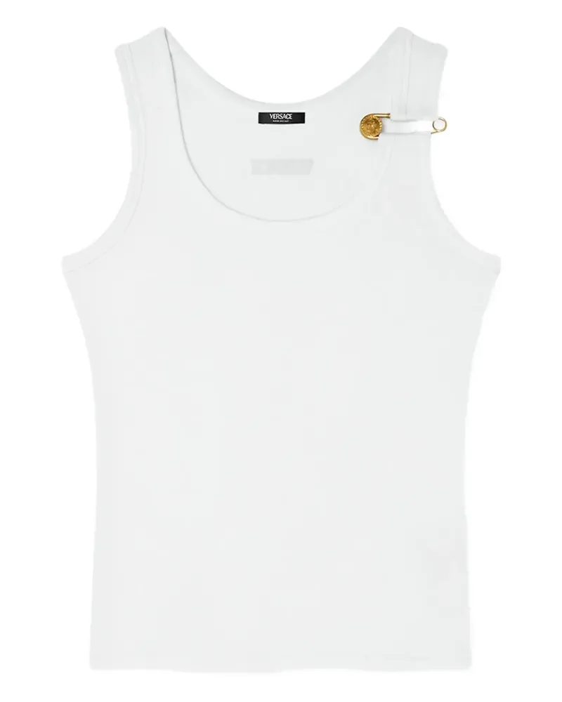 Versace Geripptes Safety Pin Tanktop - Weiß Weiß