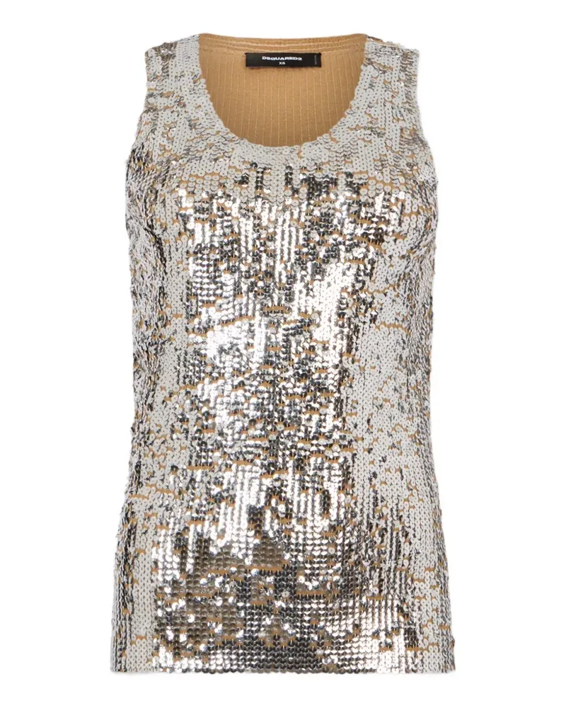 Dsquared2 Chic Night Tanktop mit All-Over-Pailletten - Silber Silber
