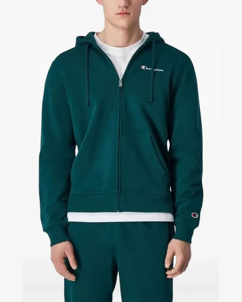 Champion logo-embroidered zip-up hoodie - Grün Grün