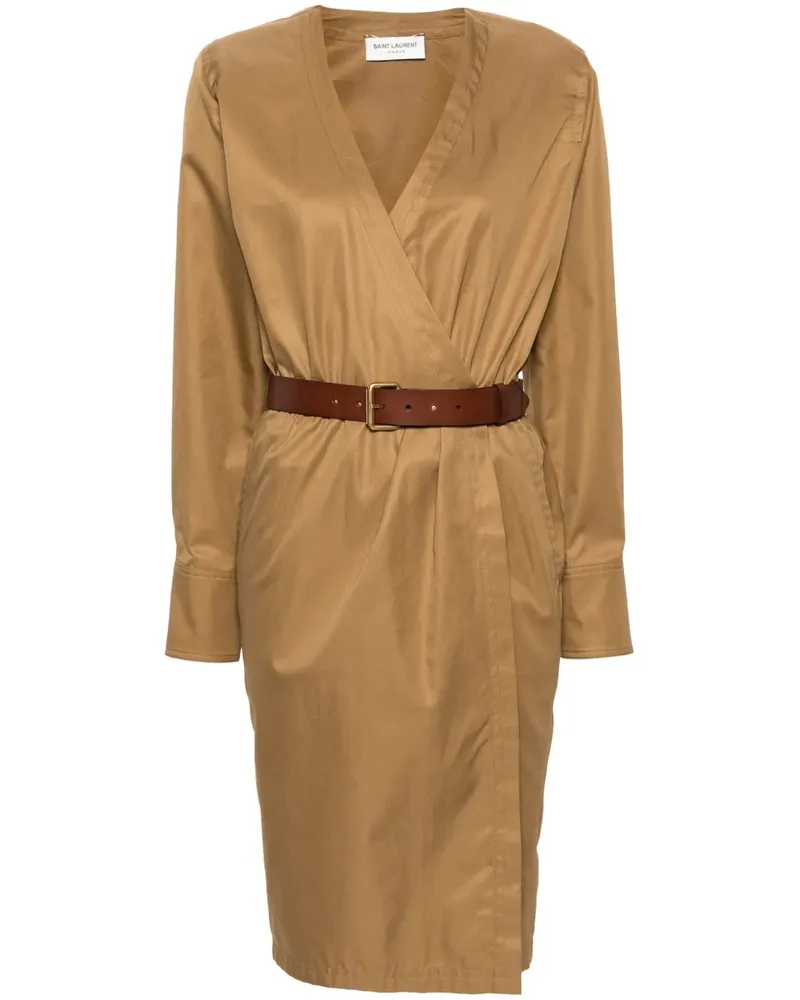 Saint Laurent Kleid mit Gürtel - Braun Braun