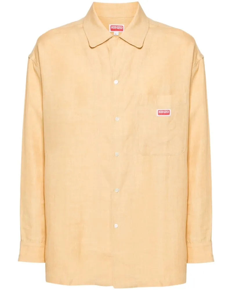 Kenzo Oversized-Leinenhemd mit Logo-Applikation - Nude Nude