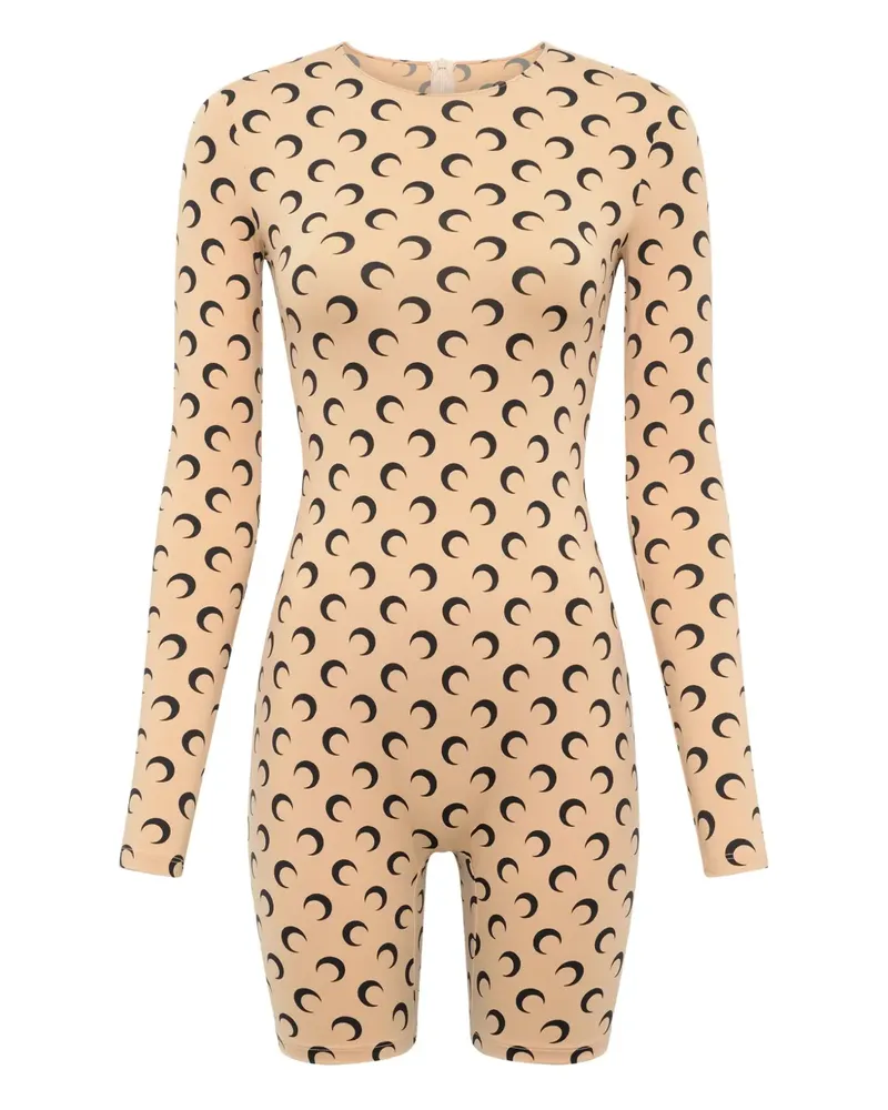 Marine Serre Playsuit mit Sichelmond-Print - Nude Nude