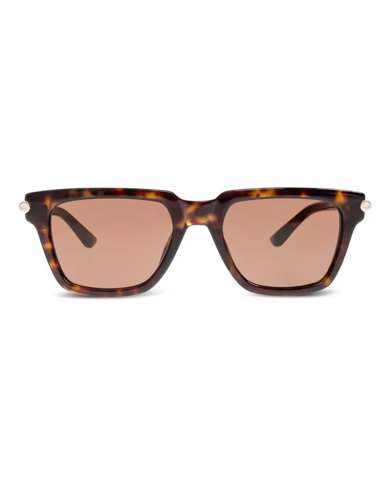 Alexander McQueen T-Bar Icon Sonnenbrille in Schildpattoptik - Braun Braun