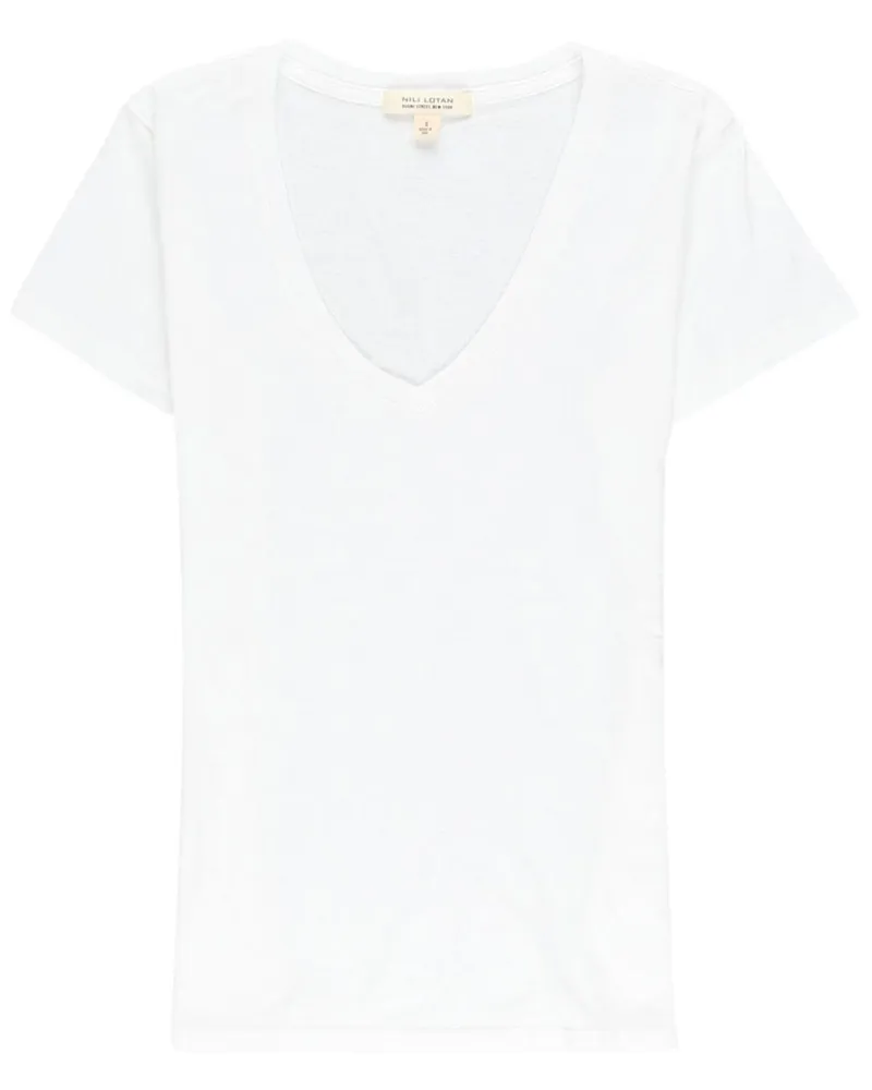Nili Lotan T-Shirt mit V-Ausschnitt - Weiß Weiß
