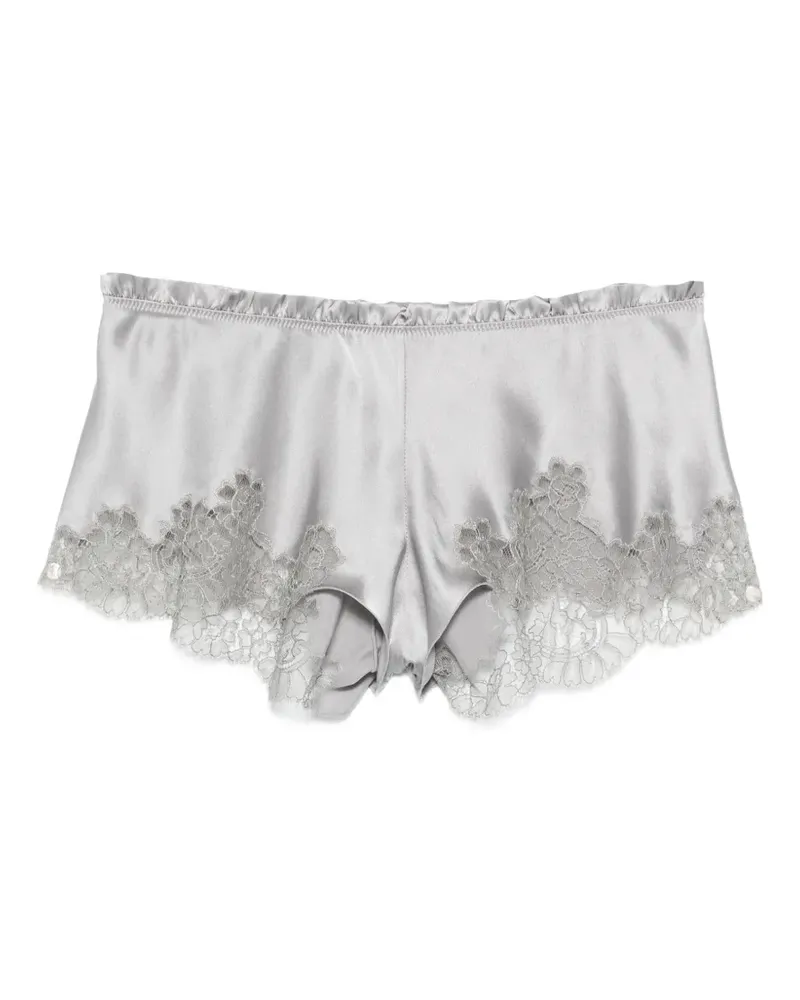 Carine Gilson Seidenshorts mit Spitzenbesatz - Grau Grau