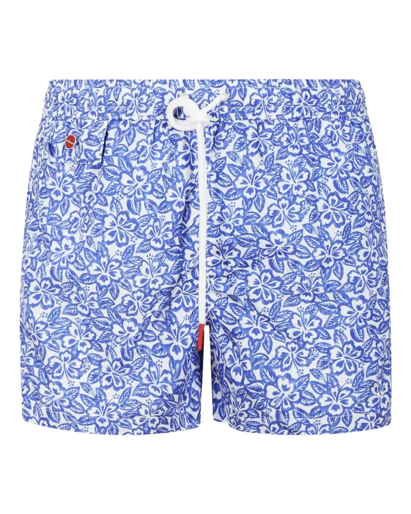 Kiton Badeshorts mit Blumen-Print - Blau Blau