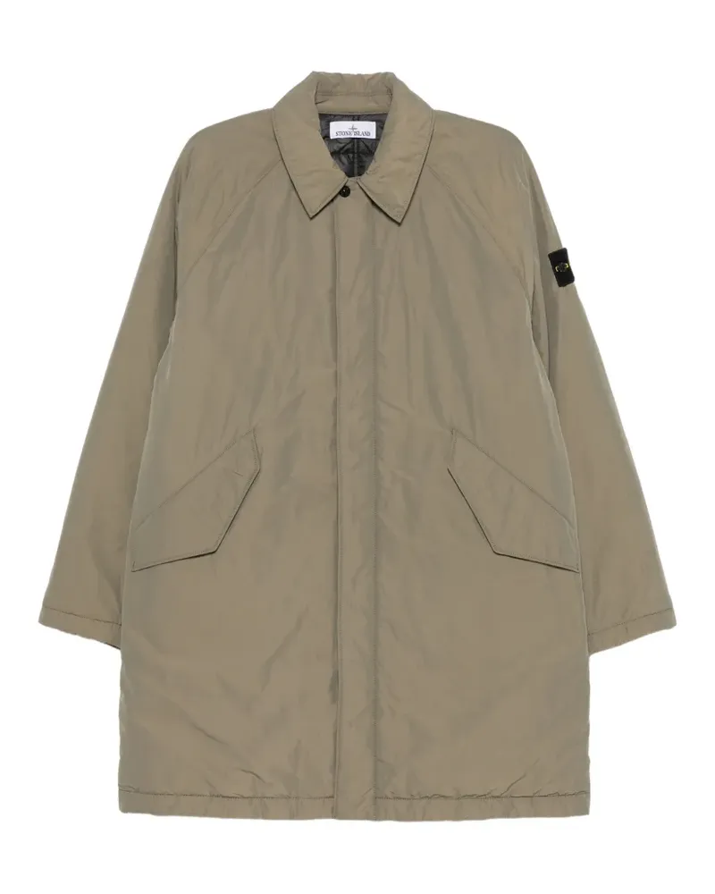 Stone Island logo-patch raglan-sleeve coat - Grün Grün