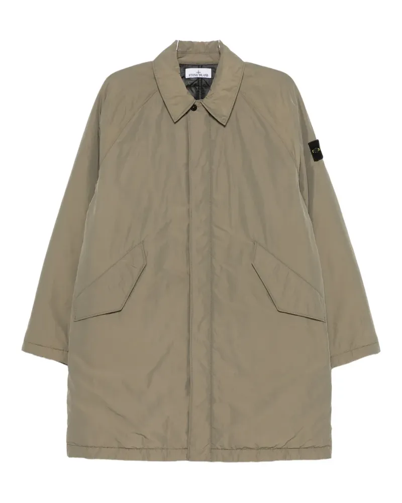 Stone Island logo-patch raglan-sleeve coat - Grün Grün