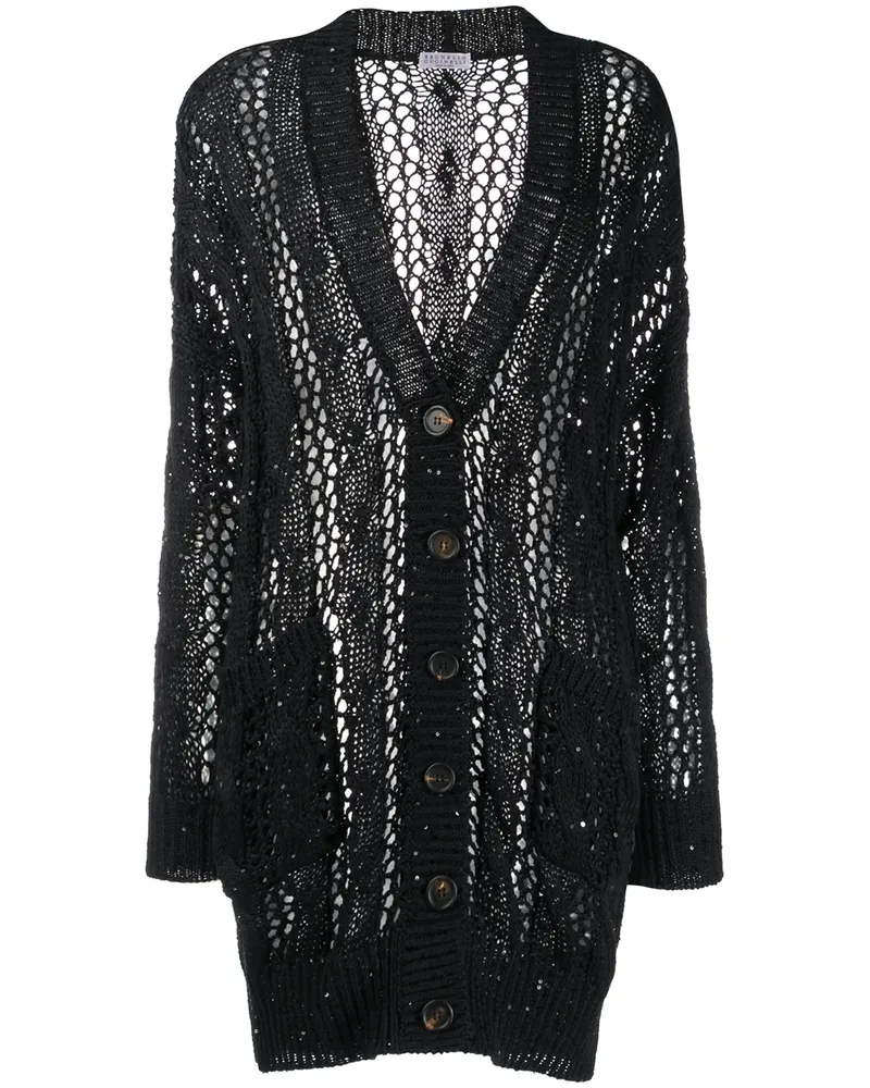 Brunello Cucinelli Gerippter Cardigan - Schwarz Schwarz