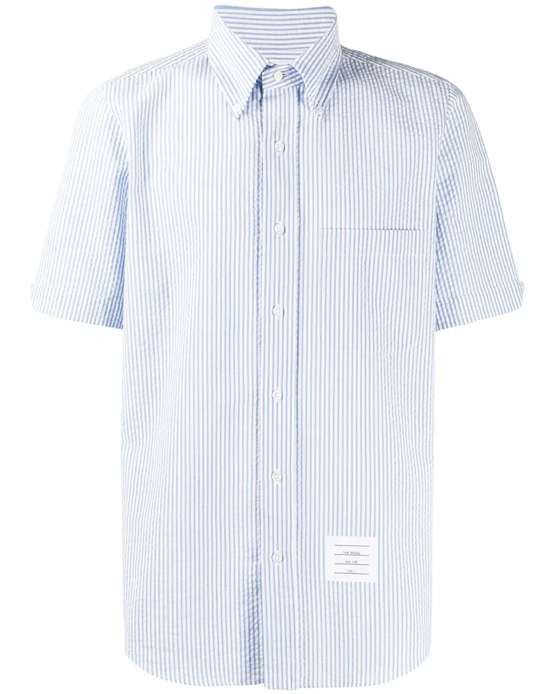 Thom Browne Gestreiftes Seersucker-Hemd - Blau Blau