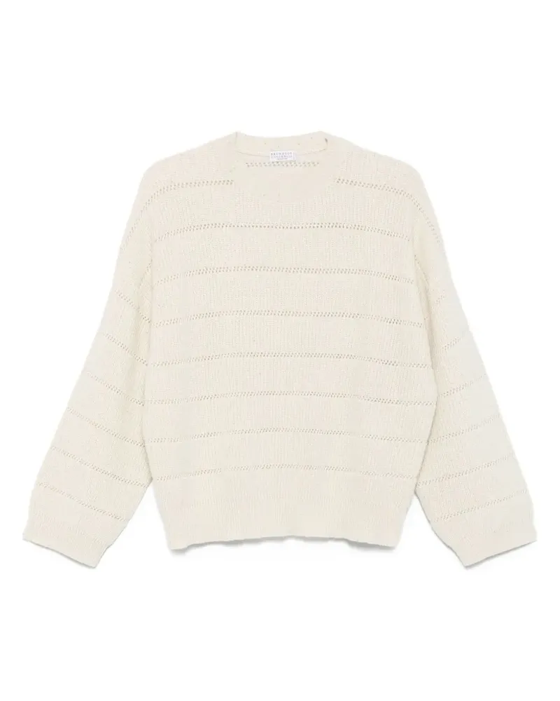 Brunello Cucinelli Pullover mit Lochstrickmuster - Nude Nude