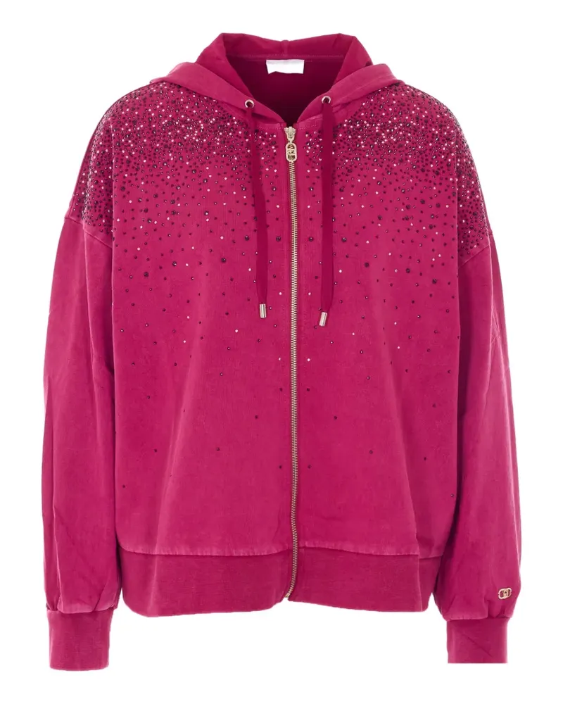 Liu Jo rhinestones-embellishment zip-fastening hoodie - Rosa Rosa