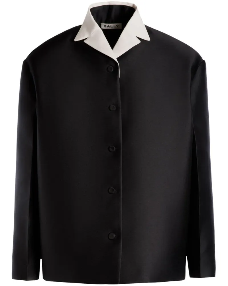 Bally Seidenjacke mit Kontrastkragen - Schwarz Schwarz