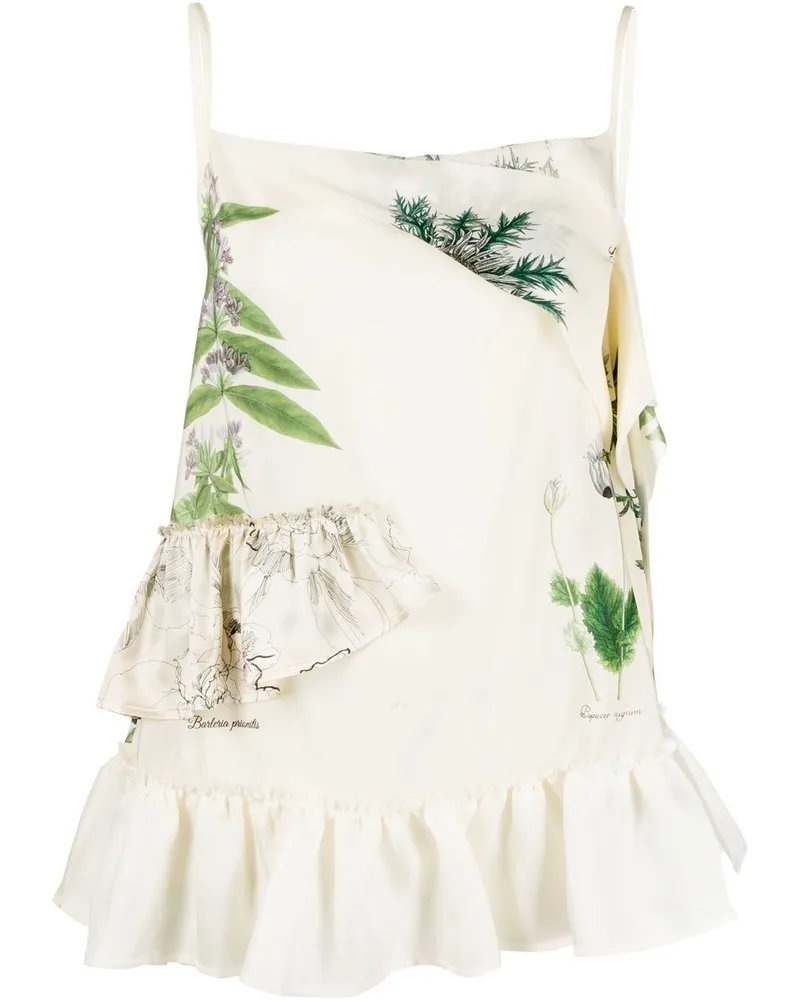 Semicouture Top mit Blatt-Print - Nude Nude