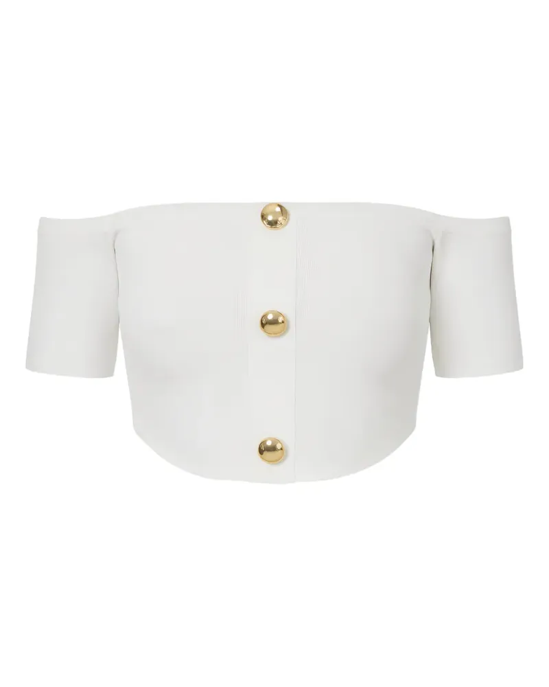 Elisabetta Franchi buttoned off-shoulder top - Weiß Weiß