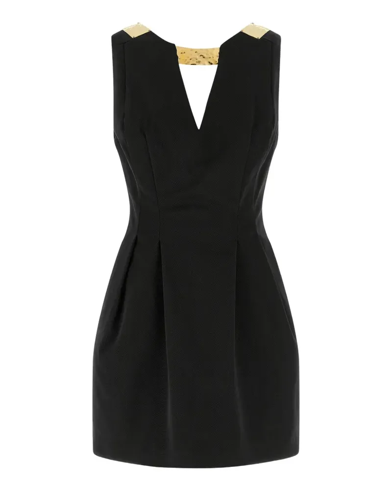 Elisabetta Franchi plaque V-neck mini dress - Schwarz Schwarz