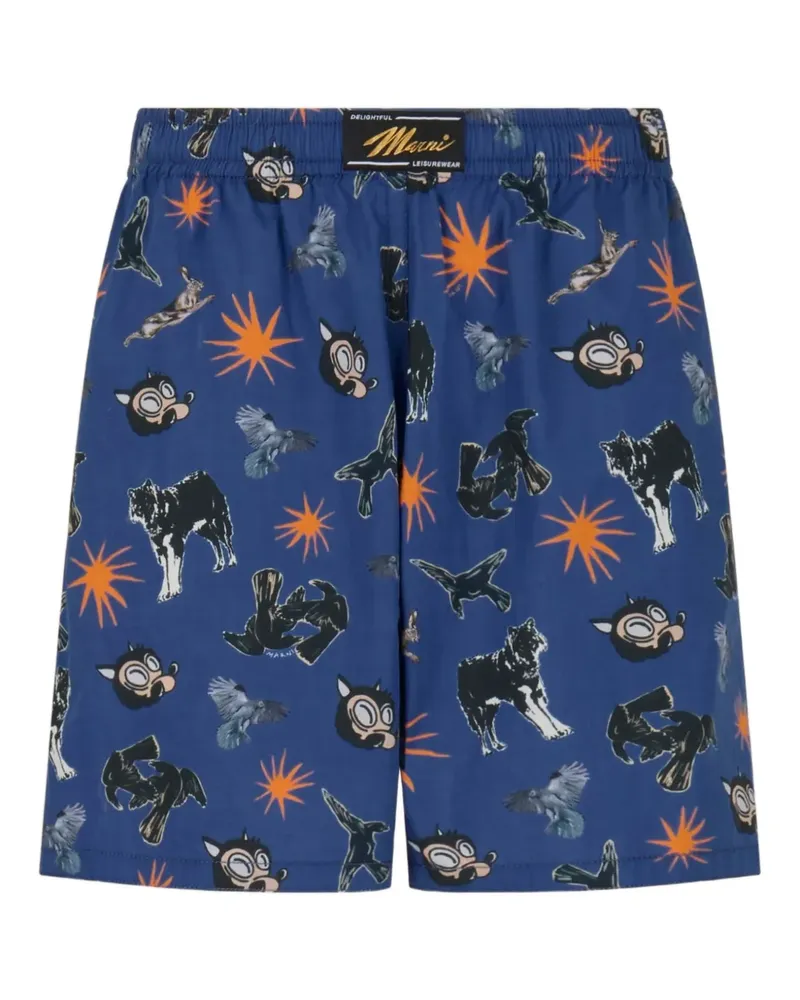 Marni Shorts mit grafischem Print - Blau Blau