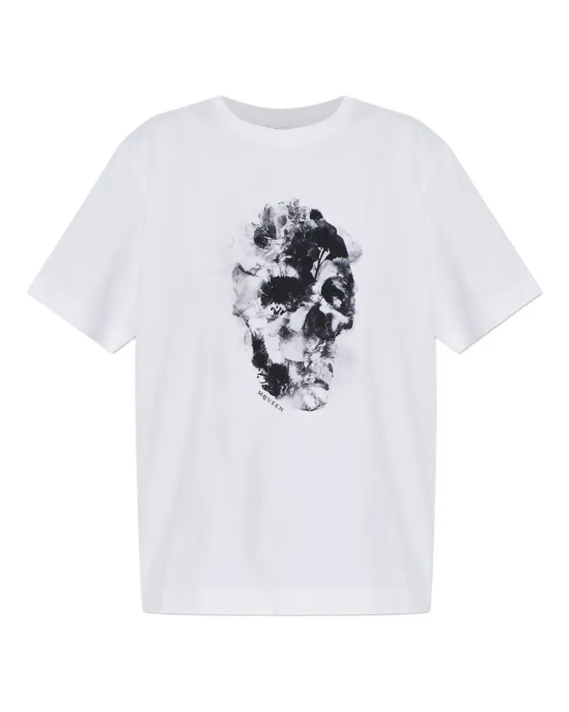 Alexander McQueen floral skull T-shirt - Weiß Weiß
