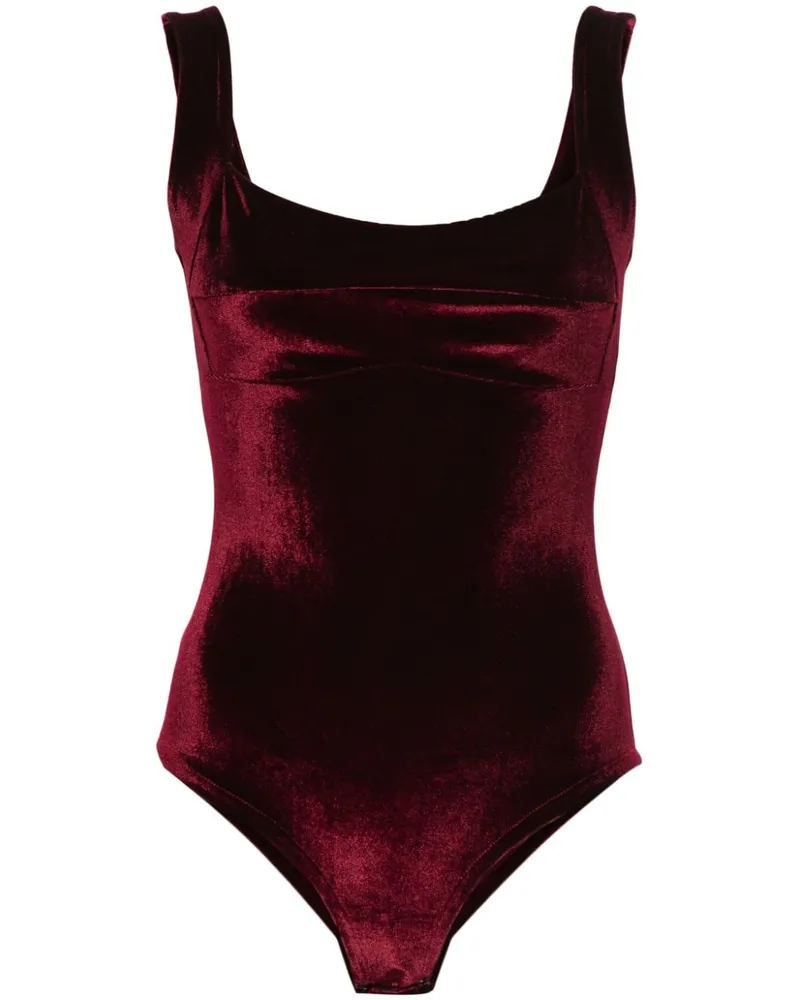 ATU Body Couture Samt-Body mit eckigem Ausschnitt - Rot Rot