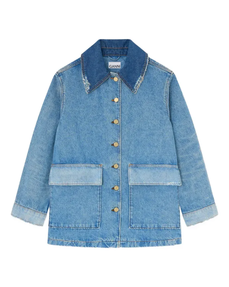 Ganni Ausgefranste Jeansjacke - Blau Blau