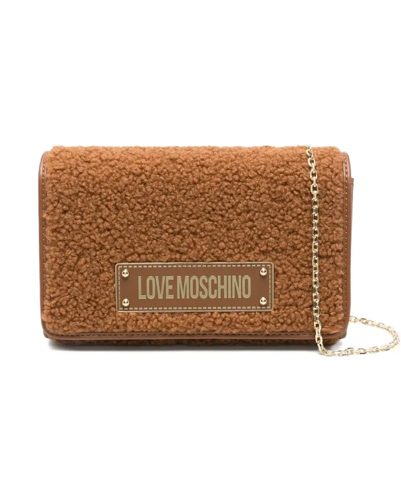 Moschino Umhängetasche aus Shearling mit Kettenriemen - Braun Braun