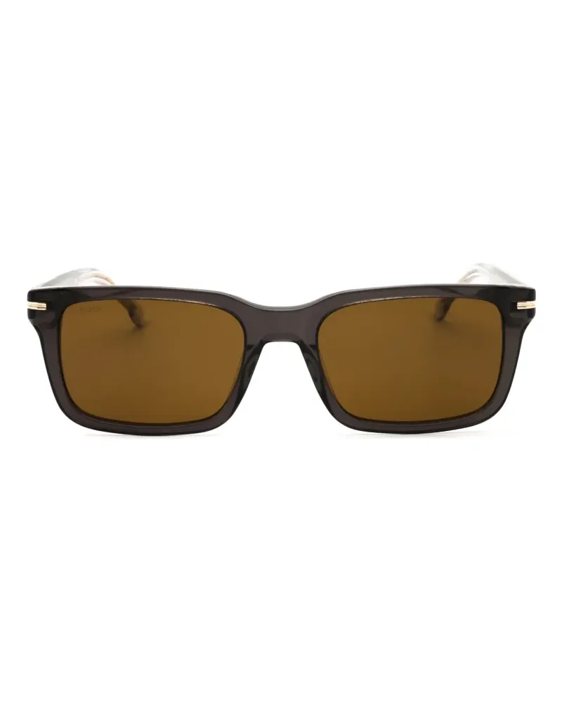 HUGO BOSS tortoiseshell-effect rectangle-frame sunglasses - Braun Braun