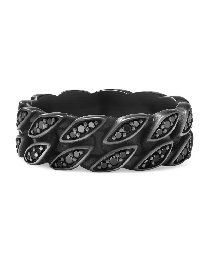 David Yurman Titanring mit schwarzen Diamanten Schwarz