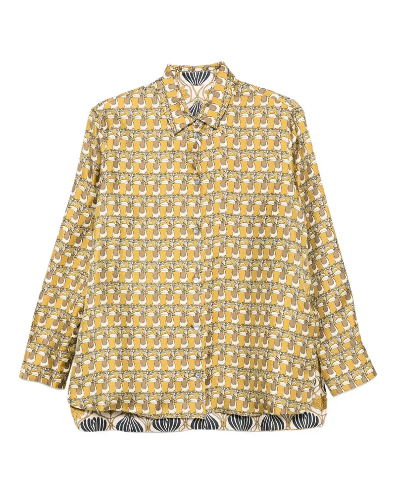 Max Mara Seidenhemd mit Print - Gelb Gelb