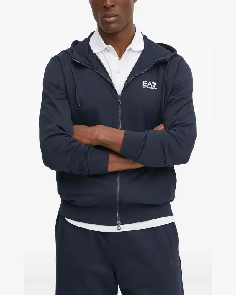 EA7 logo-print zip-up hoodie - Blau Blau
