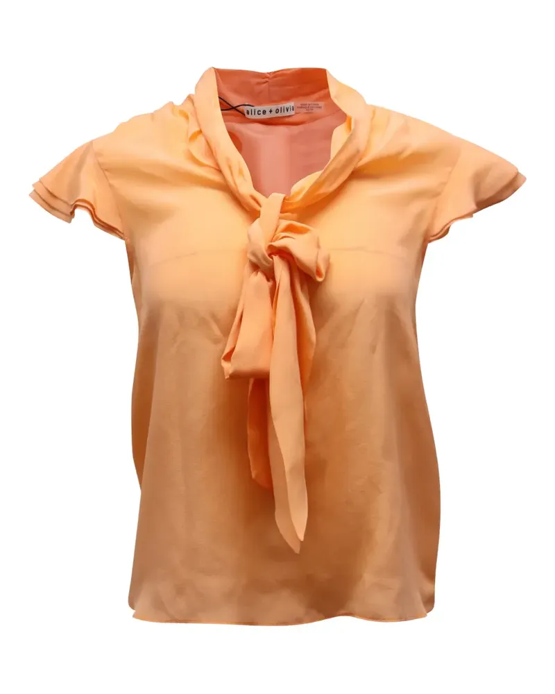 Alice + Olivia Jeannie Seidenbluse mit Schleifenkragen - Orange Orange