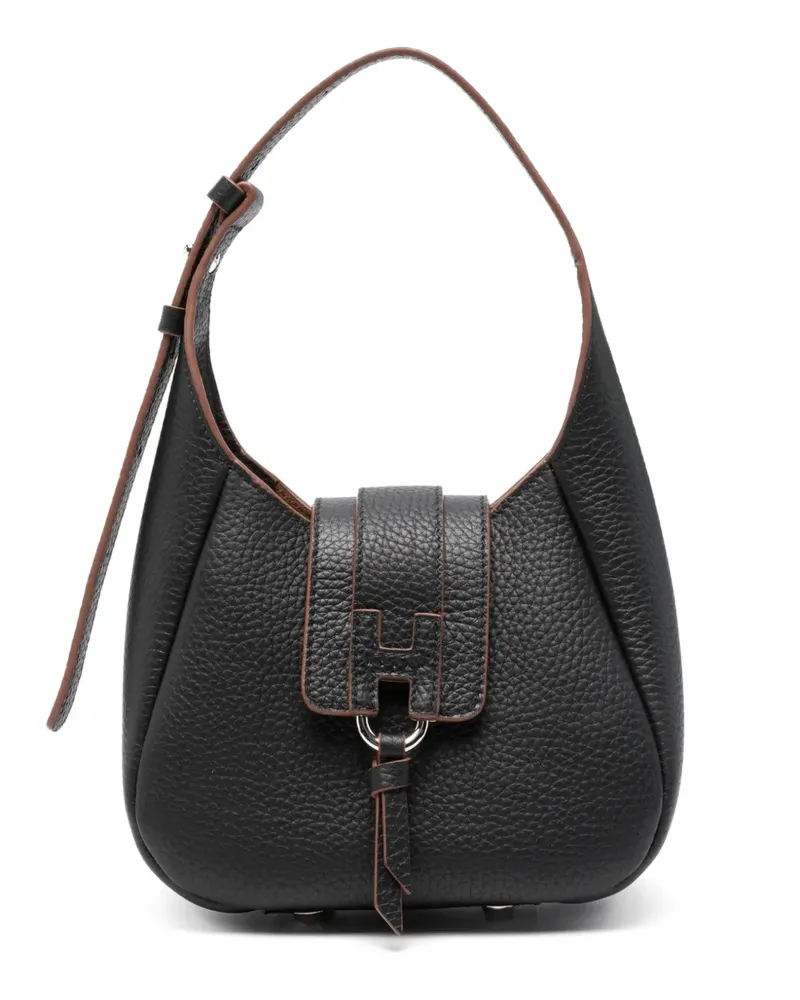 Hogan mini logo-plaque pebbled shoulder bag - Schwarz Schwarz