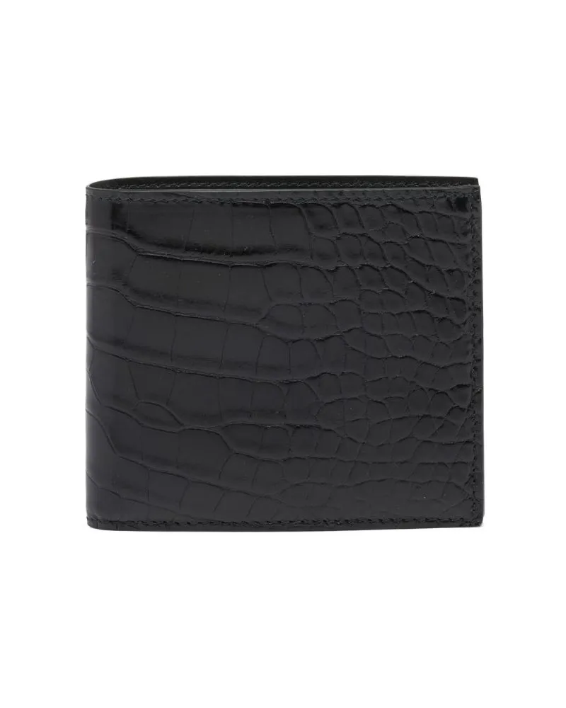 Prada Portemonnaie mit Kroko-Optik - Schwarz Schwarz