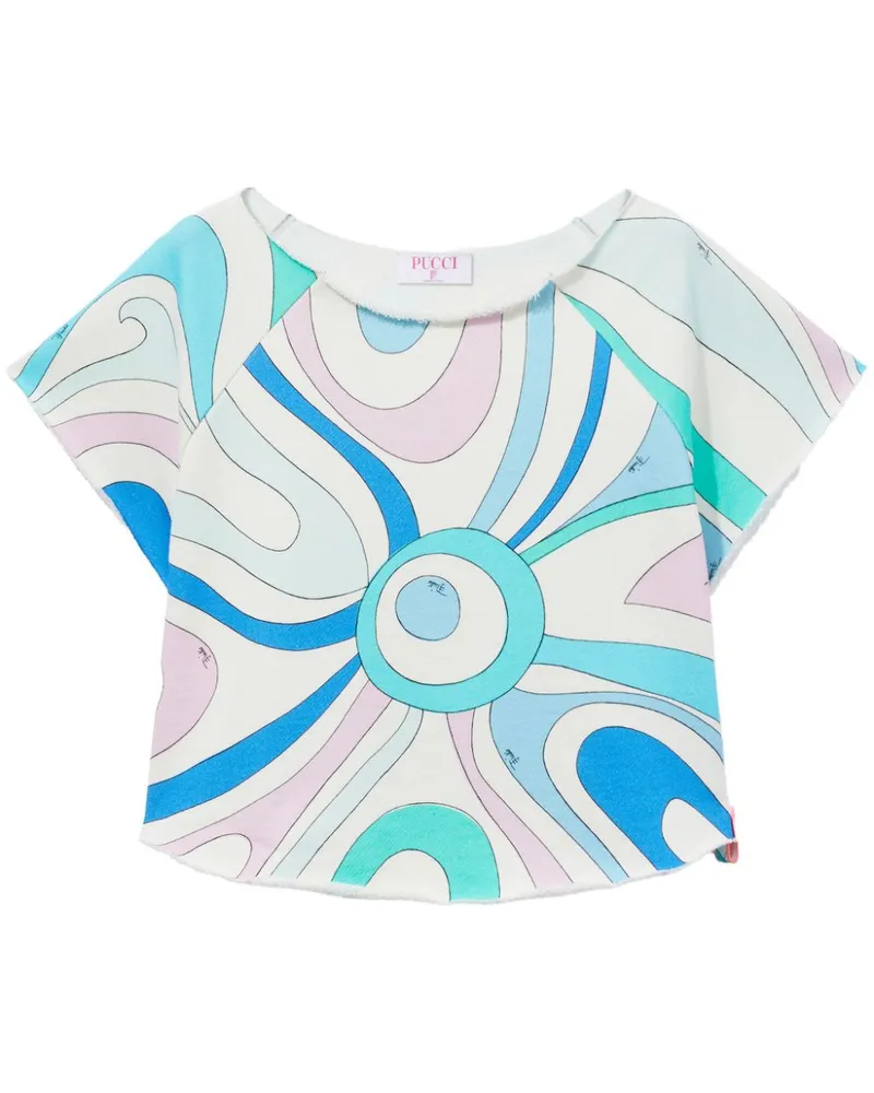 Emilio Pucci T-Shirt mit Marmo-Print Blau