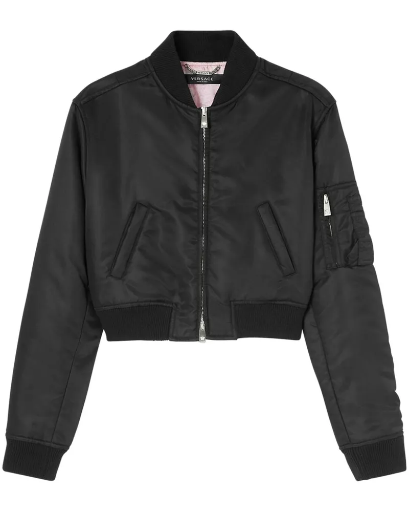 Versace Gefütterte Cropped-Bomberjacke - Schwarz Schwarz