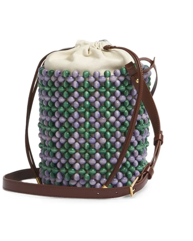 Marni Tasche mit lila und grünen Perlen Grün