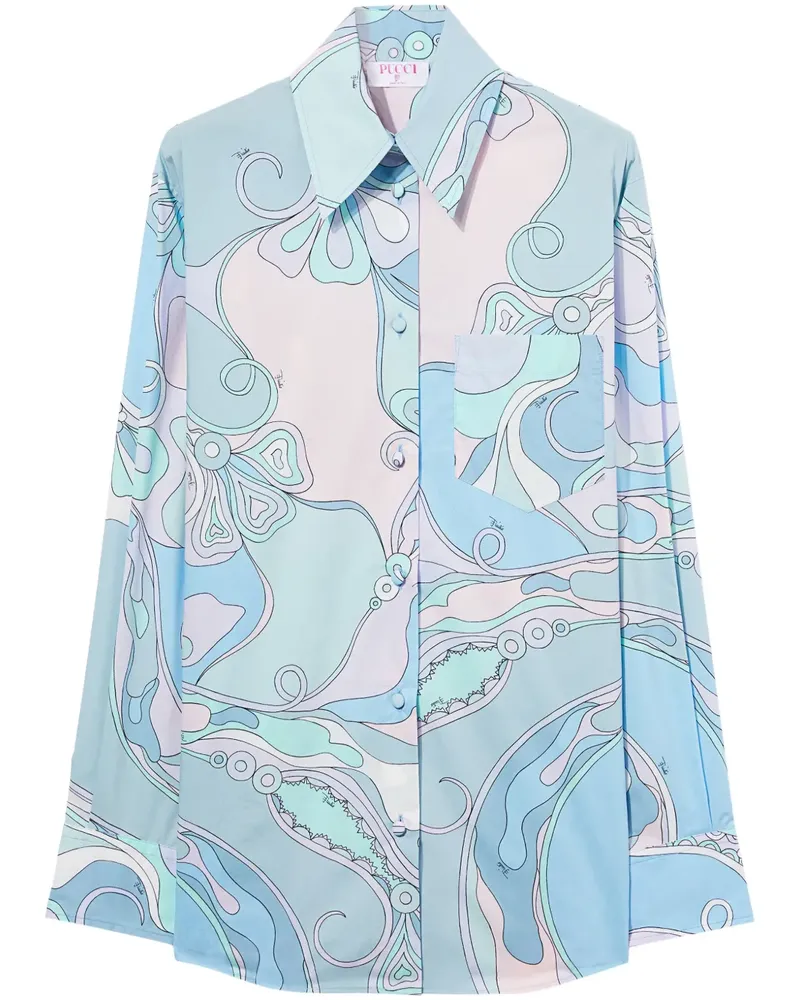 Emilio Pucci Hemd mit Orchideen-Print - Blau Blau