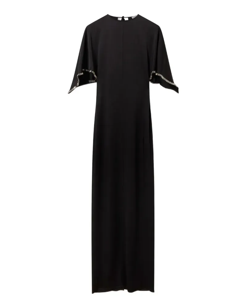 Stella McCartney Kristallverziertes Maxikleid im Cape-Stil - Schwarz Schwarz