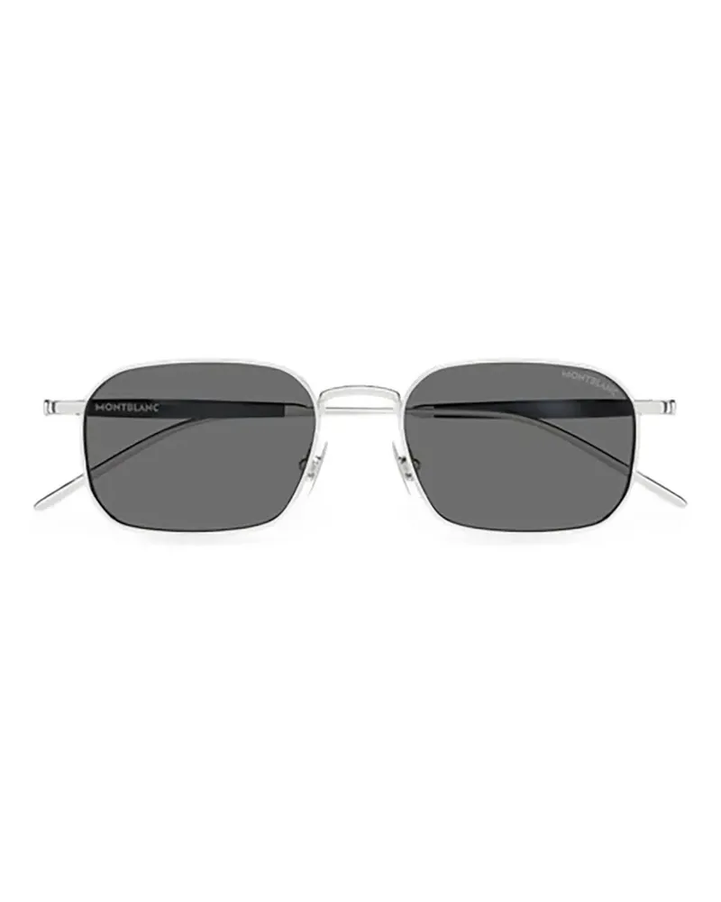 Montblanc Sonnenbrille mit eckigem Gestell - Silber Silber