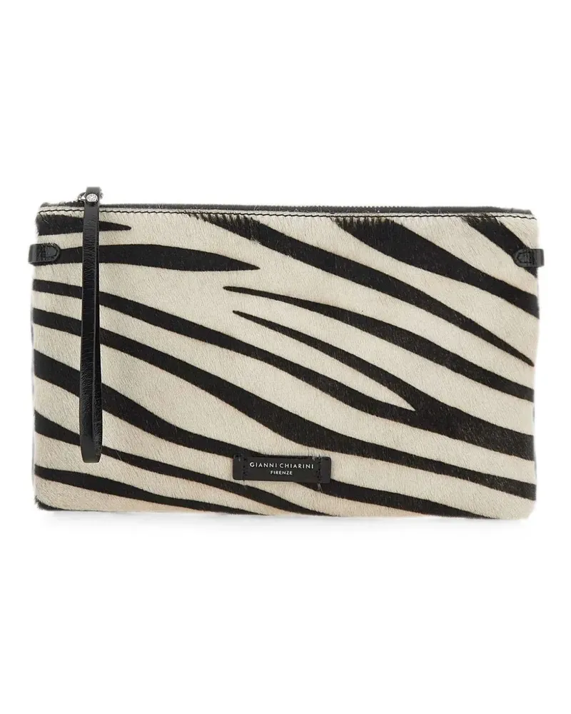 Gianni Chiarini Hermy zebra-print clutch bag - Nude Nude